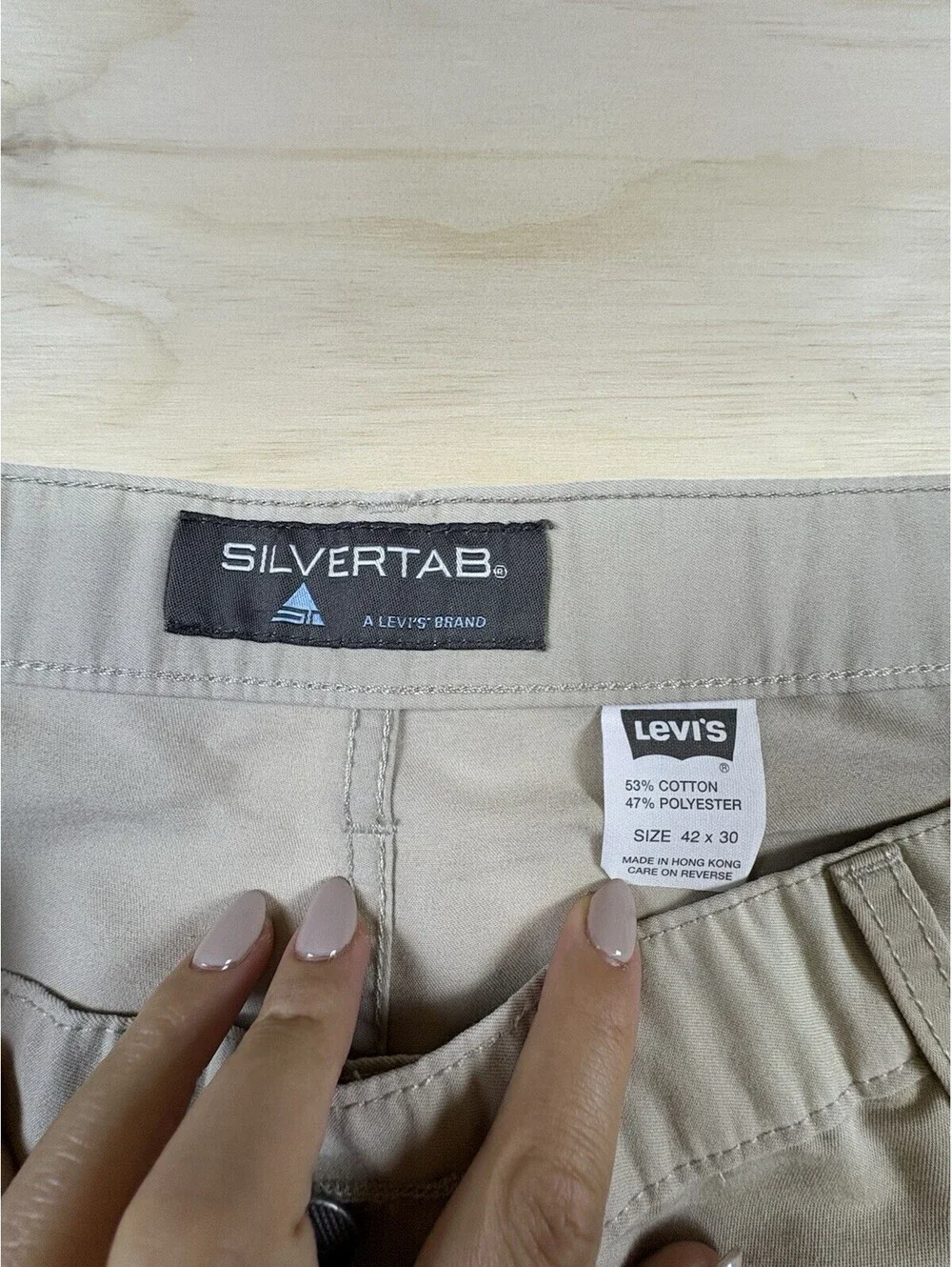 Vintage Levis Silvertab Pants Mens 42x30 Brown Khaki Cargo Baggy Wide Skater Y2K